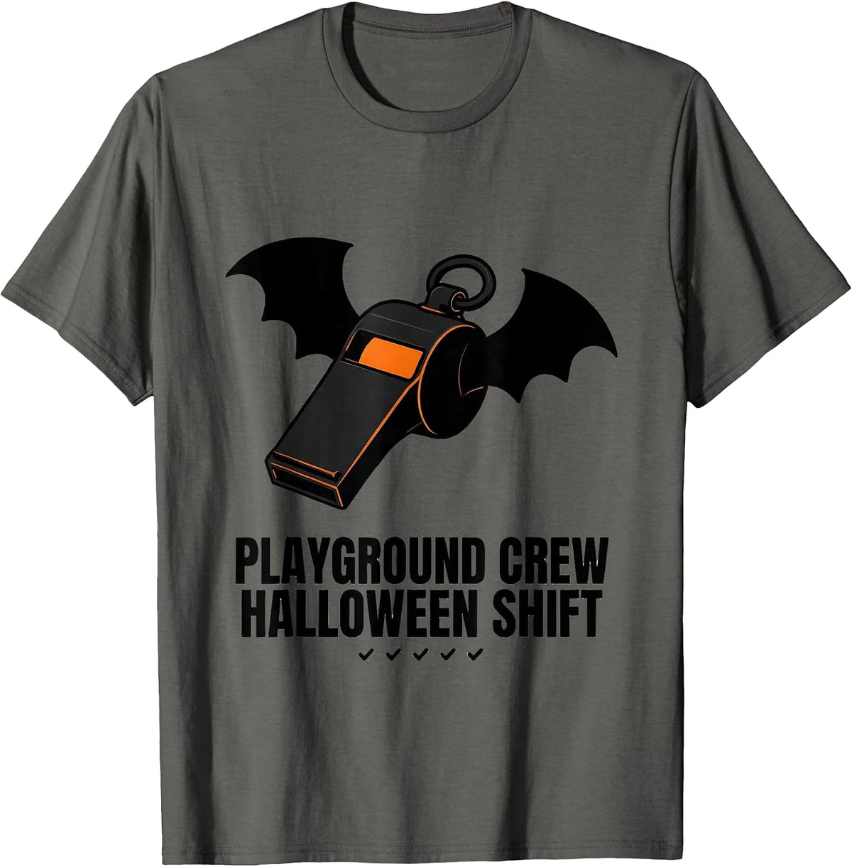 Men's Playground Crew Halloween Shift Editorial Conceptual Teacher T-Shirt - Asphalt Grey