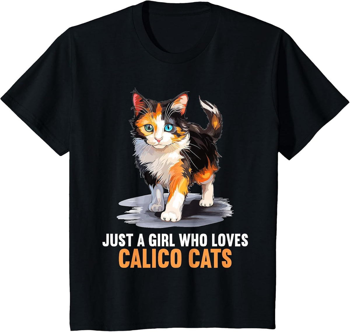 Just a Girl who Loves Calico Cats Calico Cat T-Shirt - Black