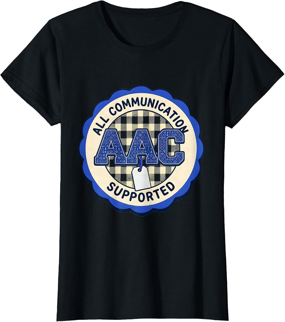 Women's All Communication Supported Cute AAC Awareness Month Speech T-Shirt - Black