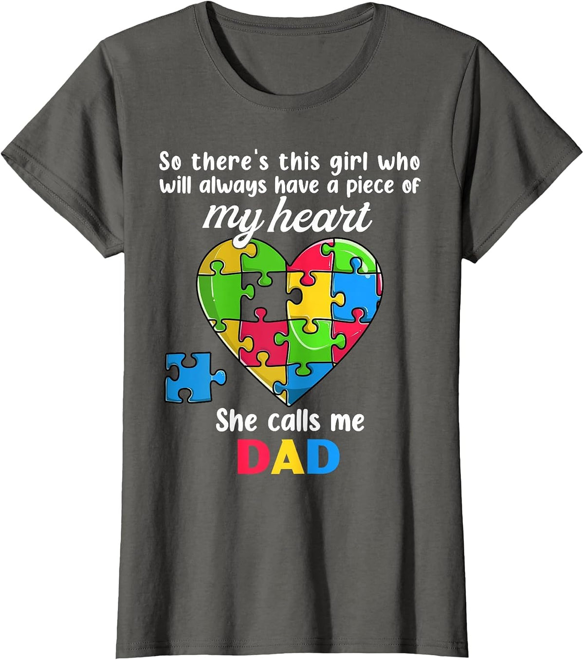 Autism Dad of Autism Daughter Daddy Shirts, Autistic Support T-Shirt - Asphalt Grey