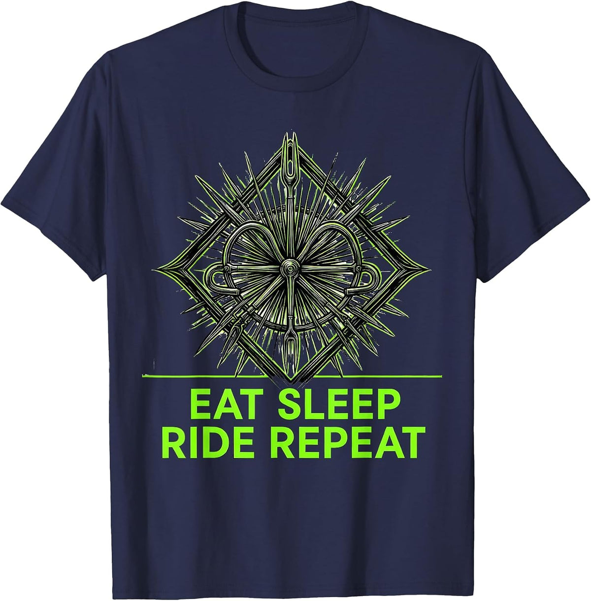 Eat Sleep Ride Repeat Cycling Design T-Shirt - Navy Blue