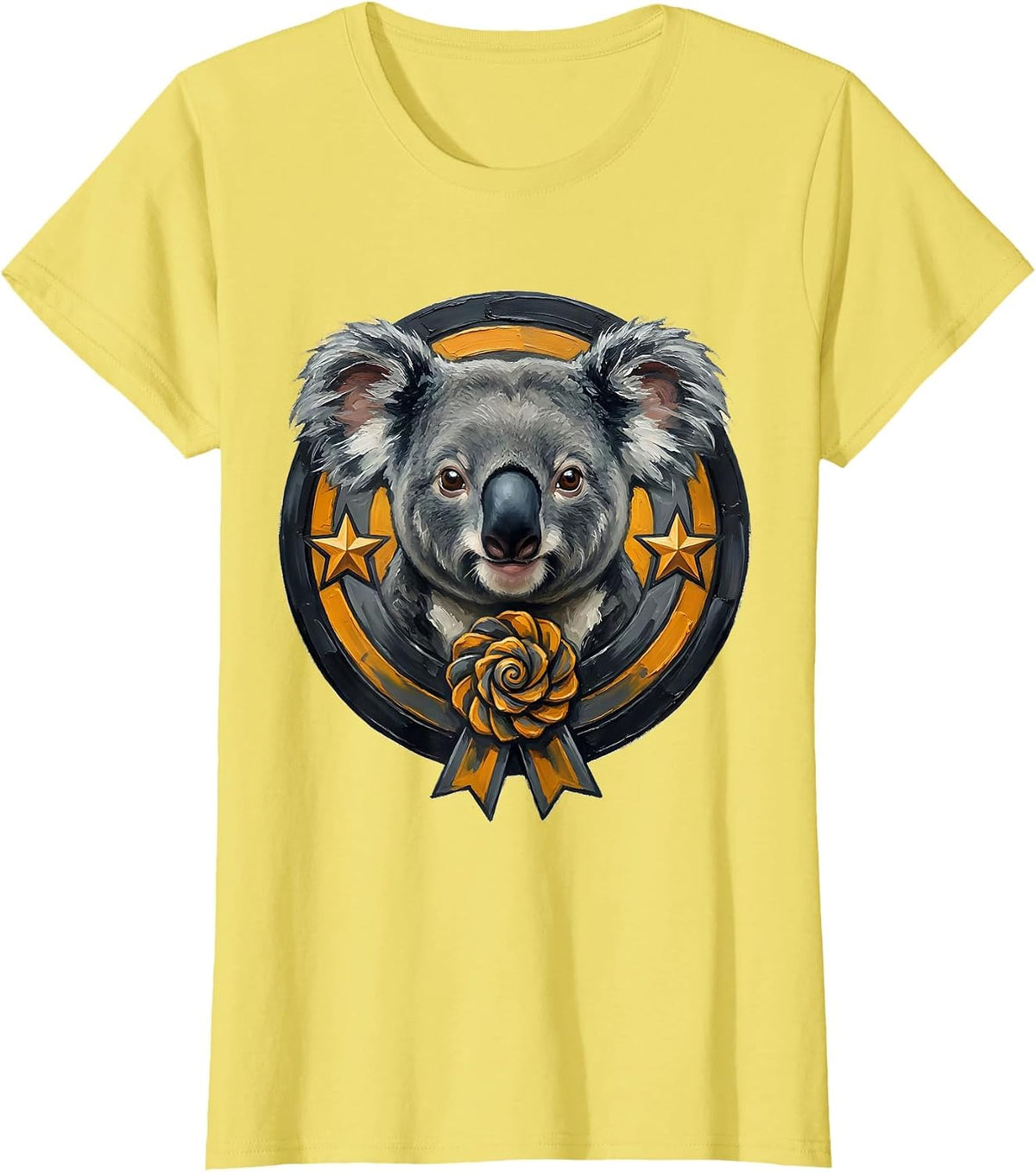 Round Koala Head Cute Animal Lover Pun Humor T-Shirt - Lemon Yellow
