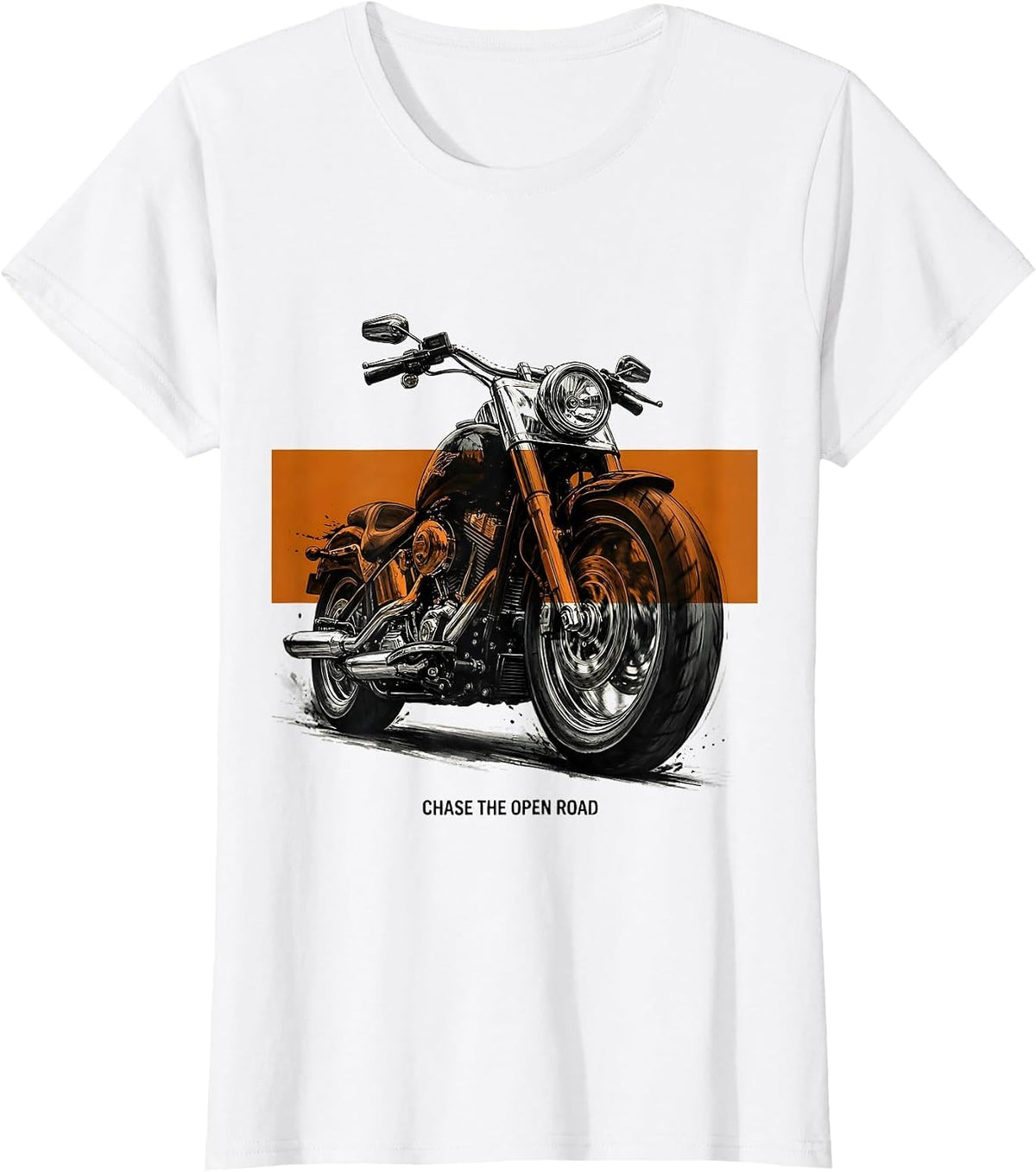 Chase the Open Road Motorcycle Design T-Shirt - White