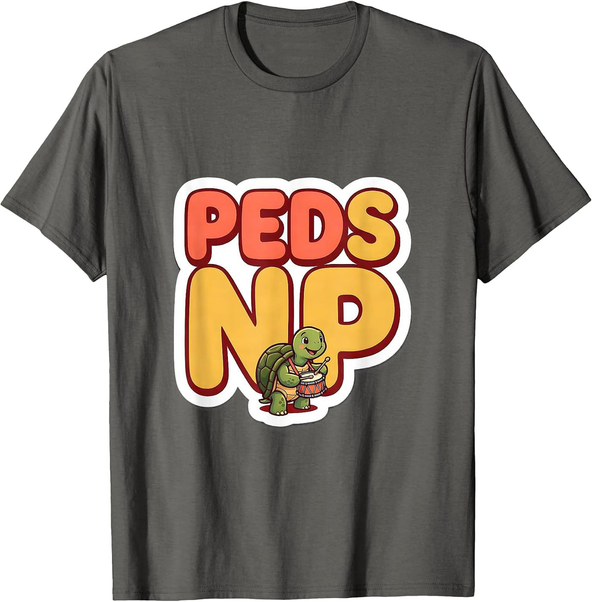 Men's PEDS NP Cute Turtle Pediatric NICU Nurse Practitioner T-Shirt - Asphalt Grey