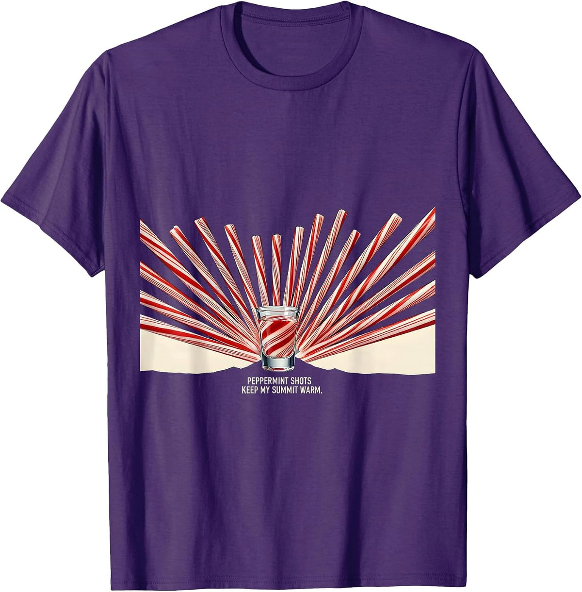 Men's Peppermint Shots Keep My Summit Warm Funny Rum Bar Crawl T-Shirt - Purple