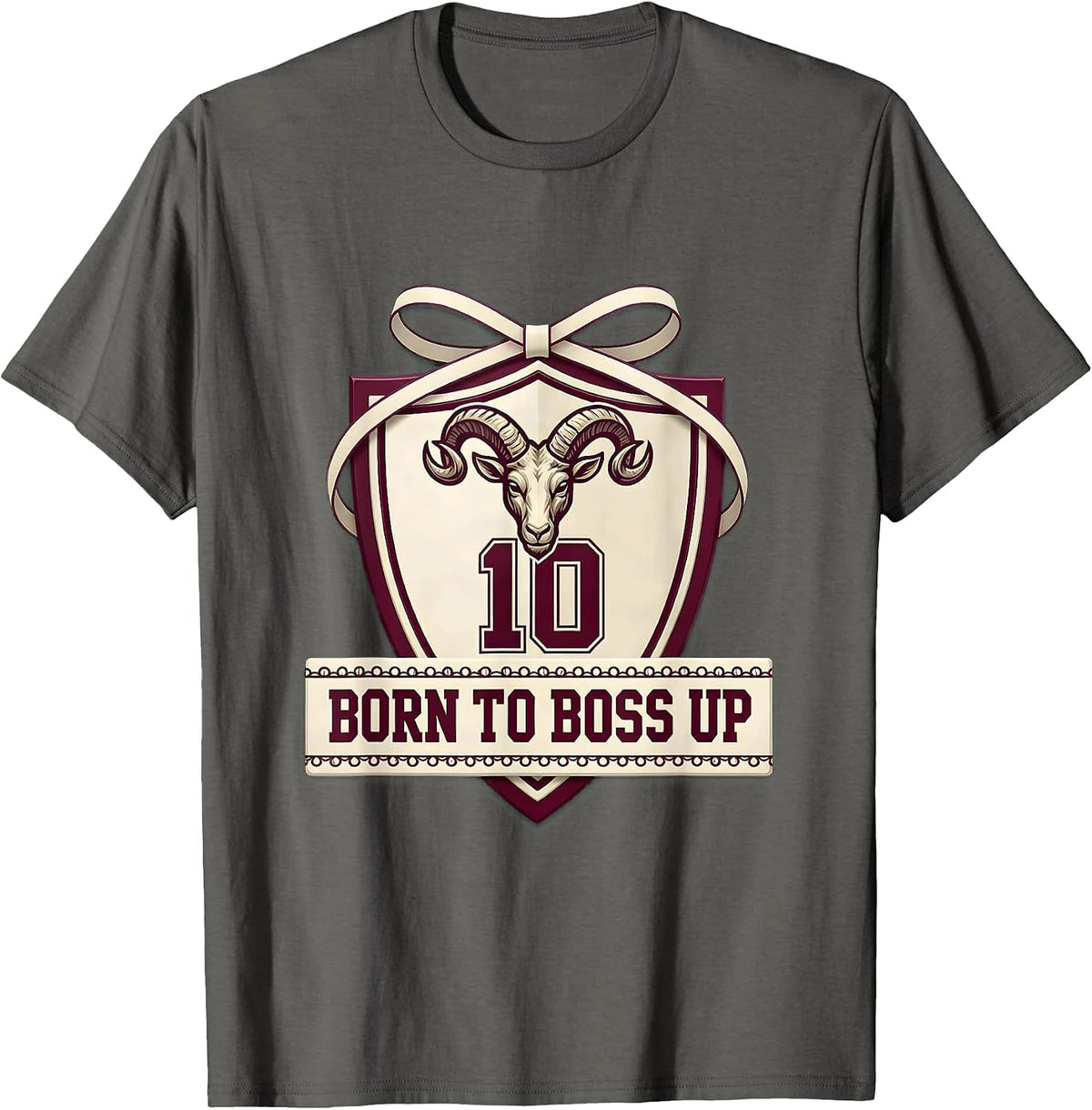 Men's Born to Boss Up Capricorn Zodiac Design T-Shirt - Asphalt Grey