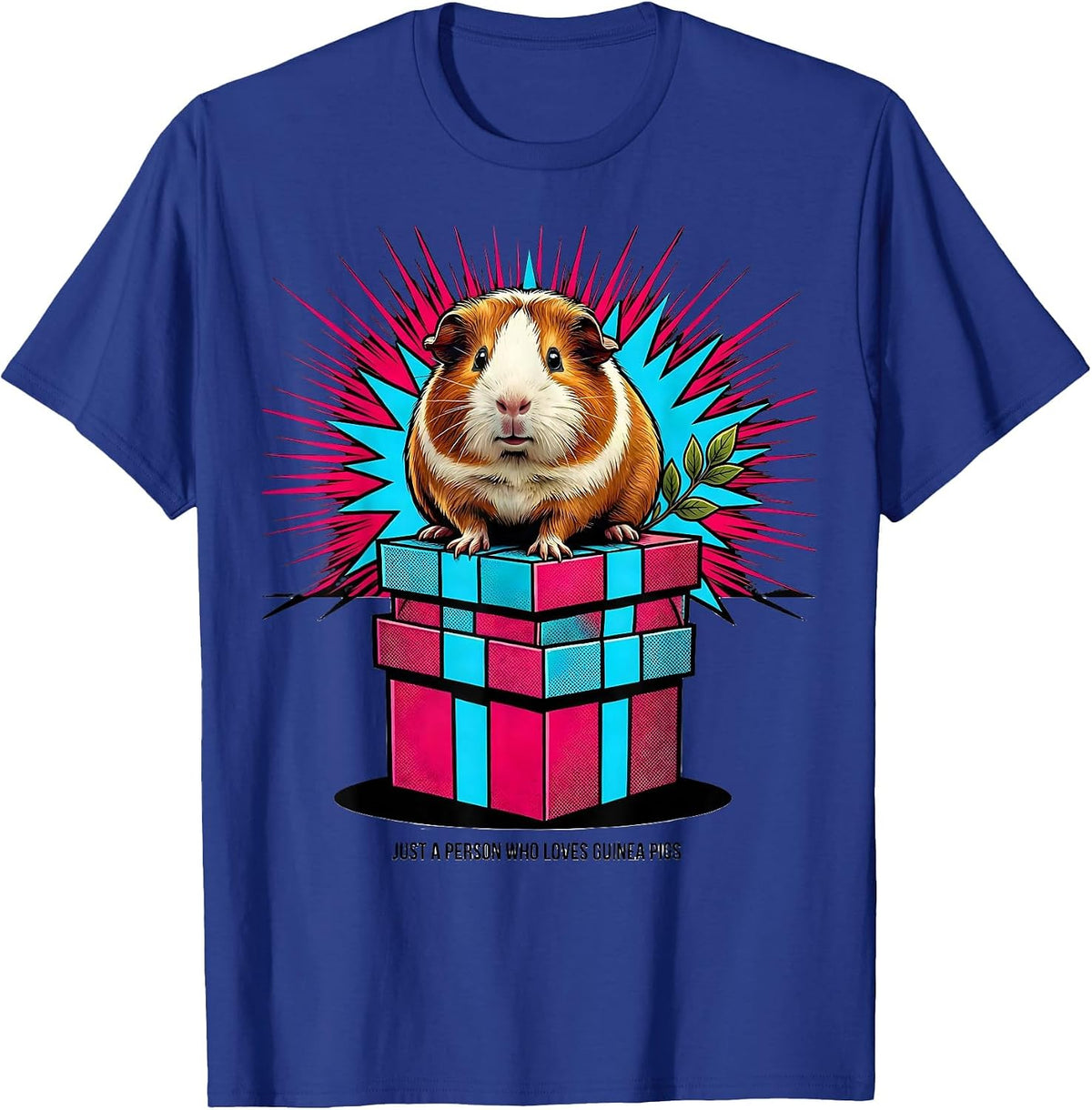 Just A Person Who Loves Guinea Pigs Pop Art Guinea Pig Lover T-Shirt - Royal Blue