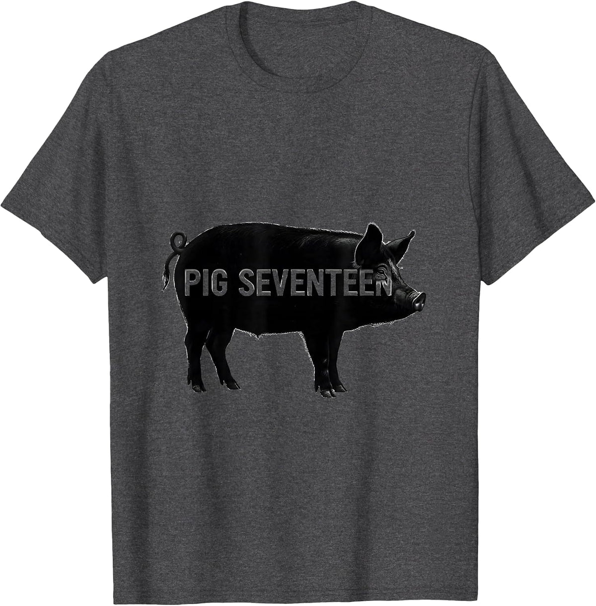 Men's Pig Seventeen Minimalist Pig Lover Novelty Humor T-Shirt - Dark Heather Grey