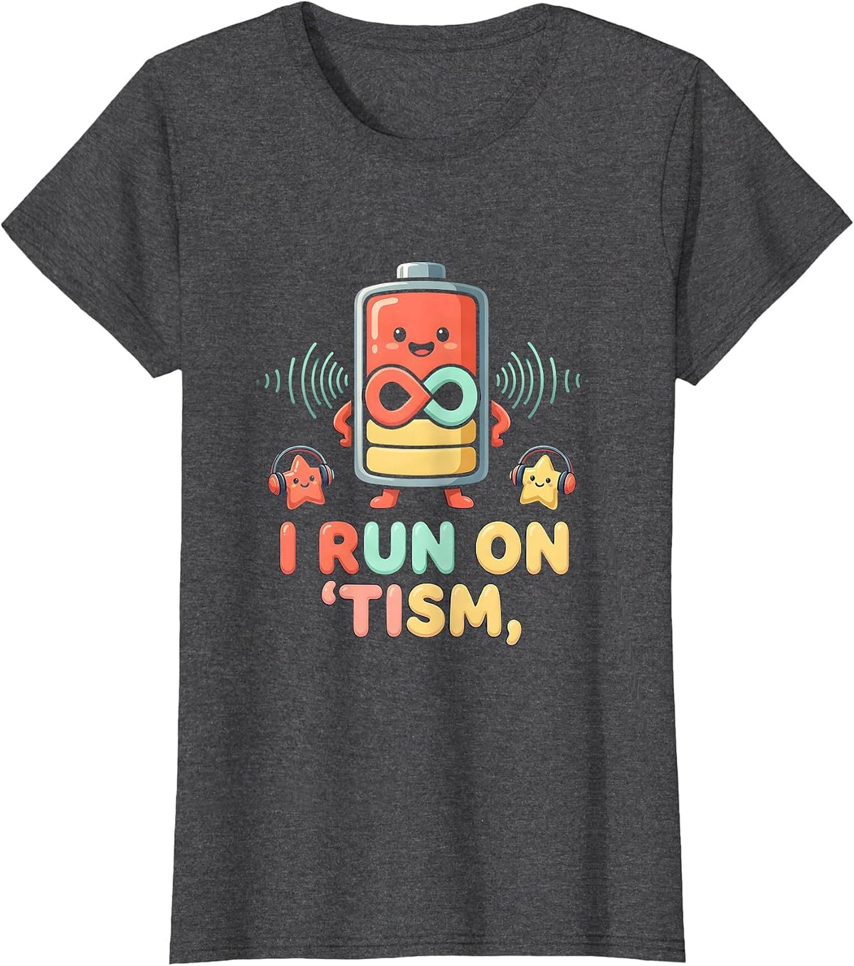 Women's I Run On Tism Funny Neurodiversity Meme Autistic ADHD Humor T-Shirt - Dark Heather Grey