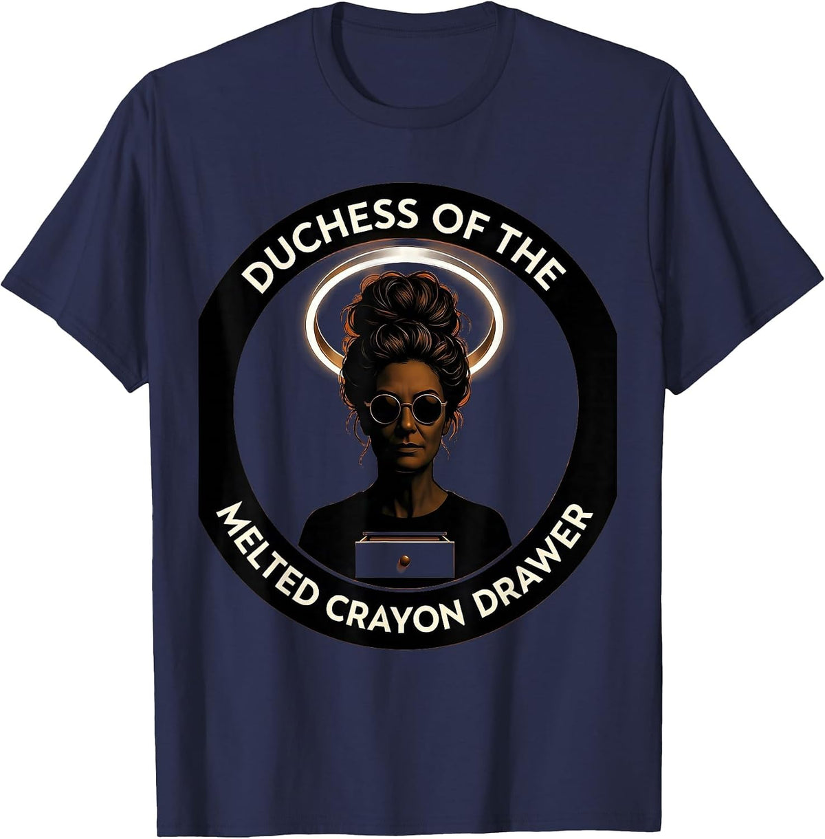 Duchess Of The Melted Crayon Drawer Funny Momster Halloween T-Shirt - Navy Blue