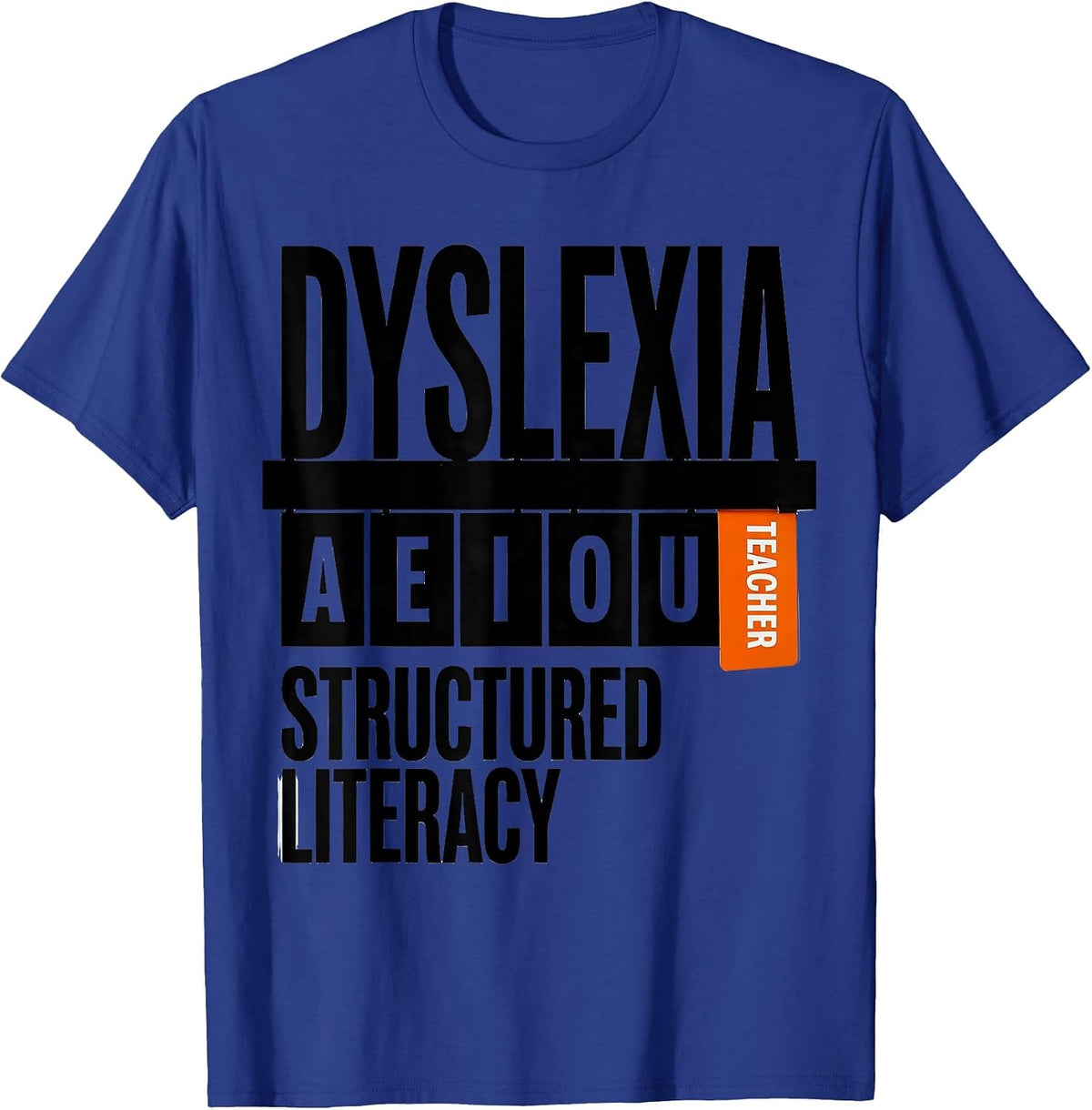Men's Dyslexia Structured Literacy Teacher Brutalist Graphic T-Shirt - Royal Blue