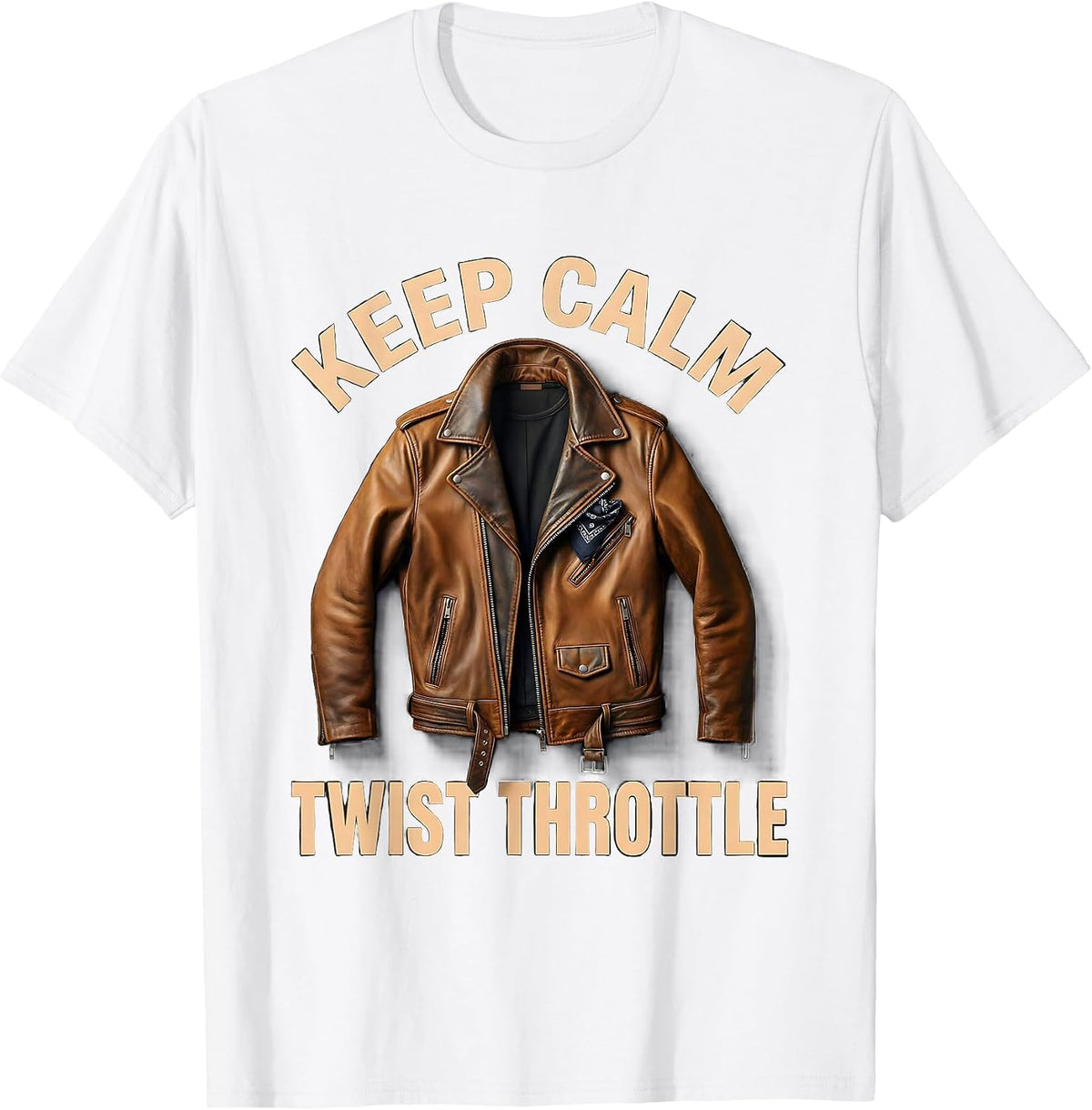 Men's Keep Calm Twist Throttle Motorcycle Design T-Shirt - White