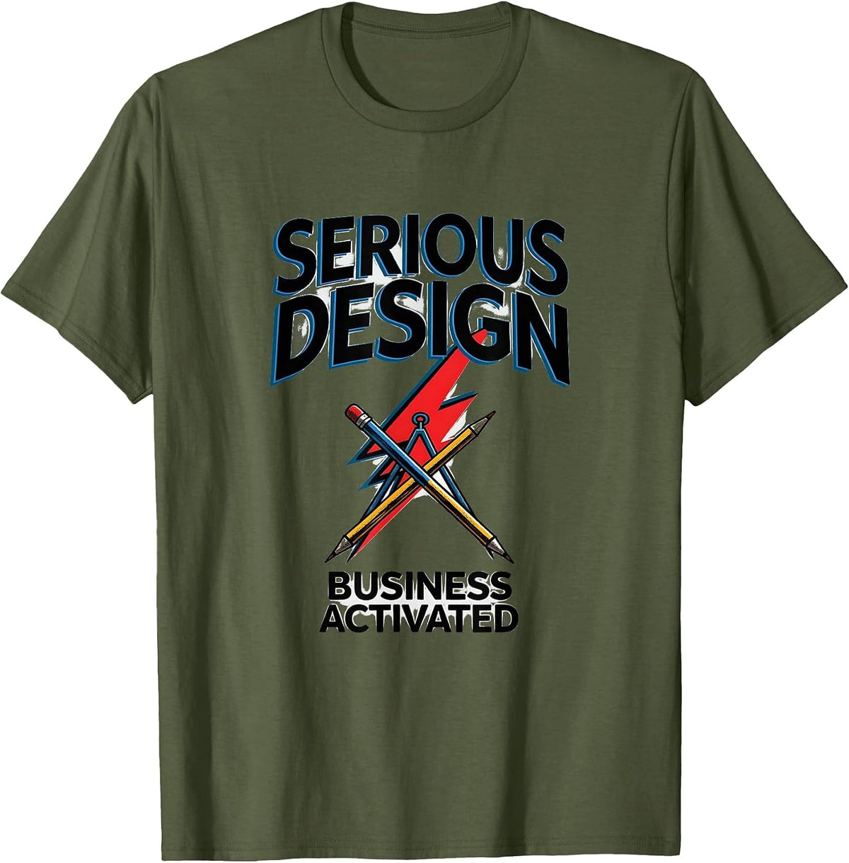 Serious Design Business Activated Graphic T-Shirt - Olive Green