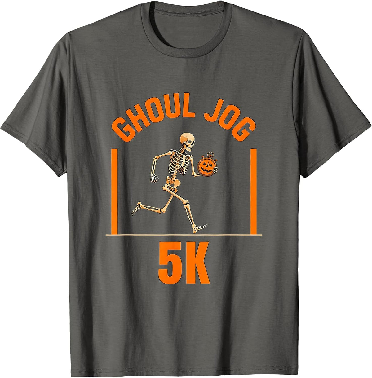 Ghoul Jog 5K Funny Skeleton Runner Halloween Fun Run T-Shirt - Asphalt Grey