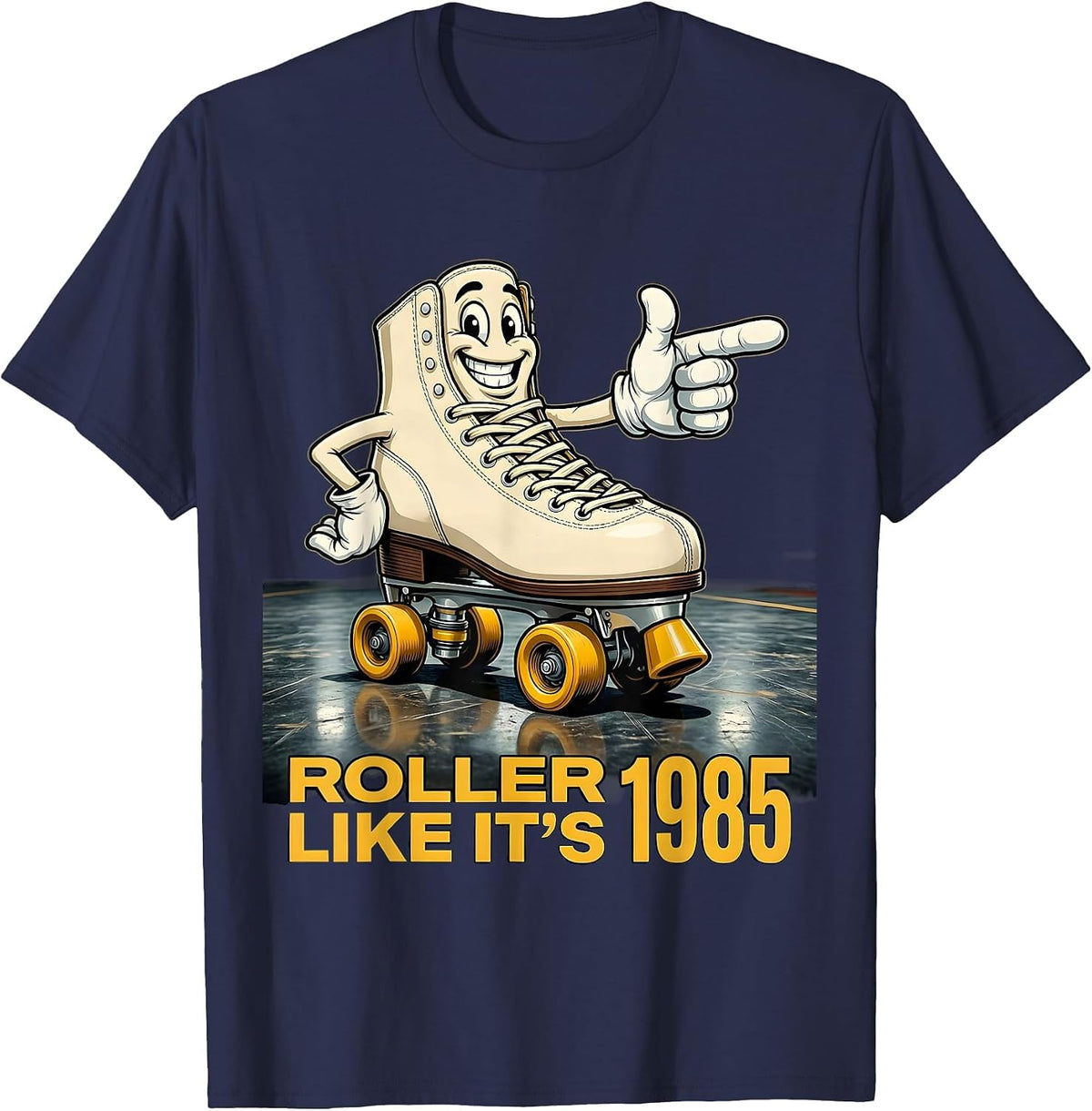 Roller Like It's 1985 Retro Vintage Funny Shuffleboard Humor T-Shirt - Navy Blue