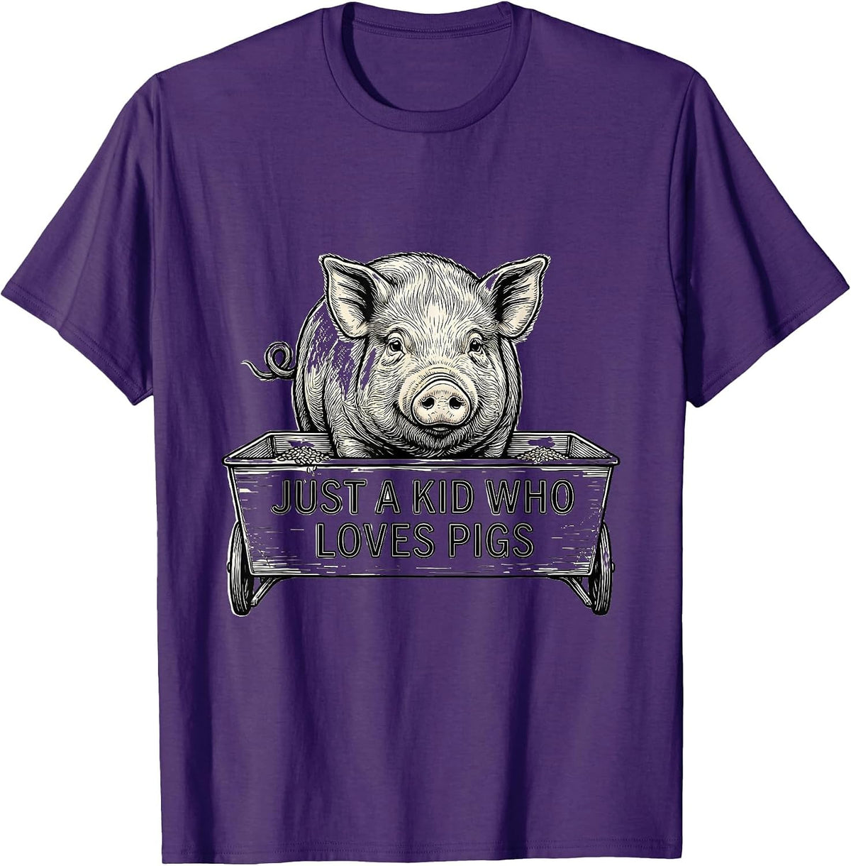 Just A Kid Who Loves Pigs Funny Pig Lover Humor T-Shirt - Purple