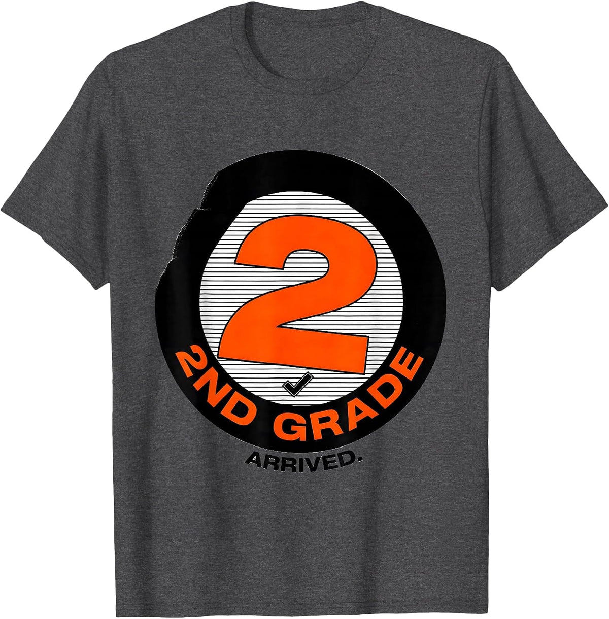 2nd Grade Arrived New Wave Typography Back To School Teacher T-Shirt - Dark Heather Grey