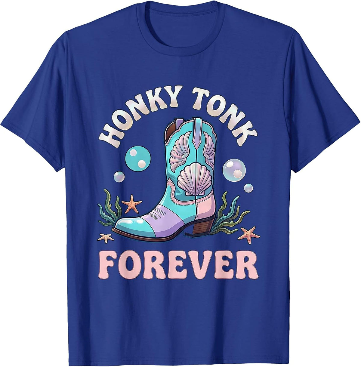 Honky Tonk Forever Country Music Design T-Shirt - Royal Blue