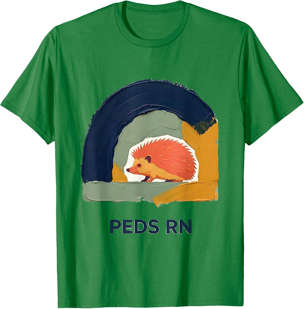 Men's PEDS RN Cute Hedgehog Pediatric NICU Nurse Work Pride T-Shirt - Kelly Green