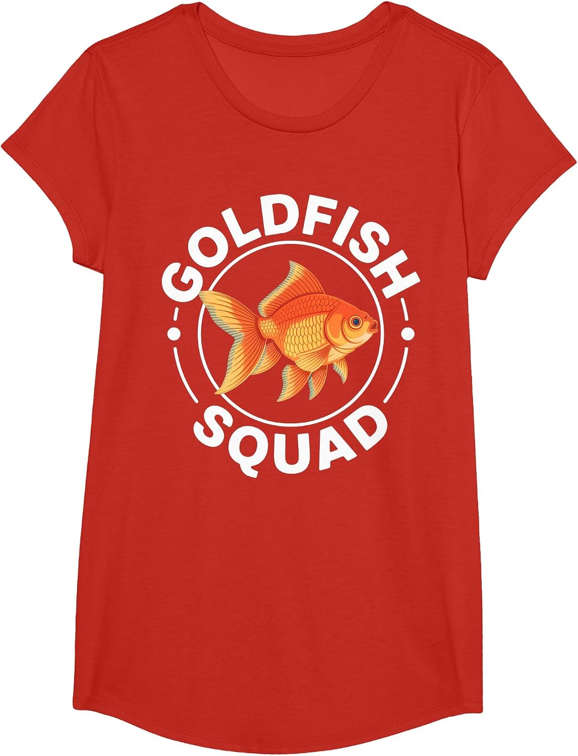 Goldfish Squad Pet Lovers Casual Summer Fun T-Shirt - Girls Red