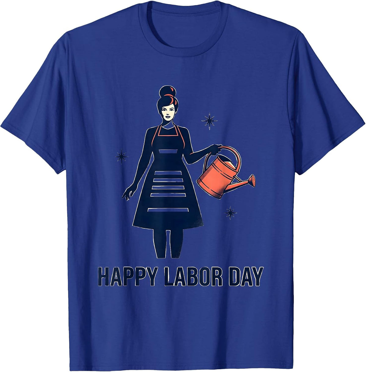 Happy Labor Day Midcentury Modern Patriotic Woman Graphic T-Shirt - Royal Blue