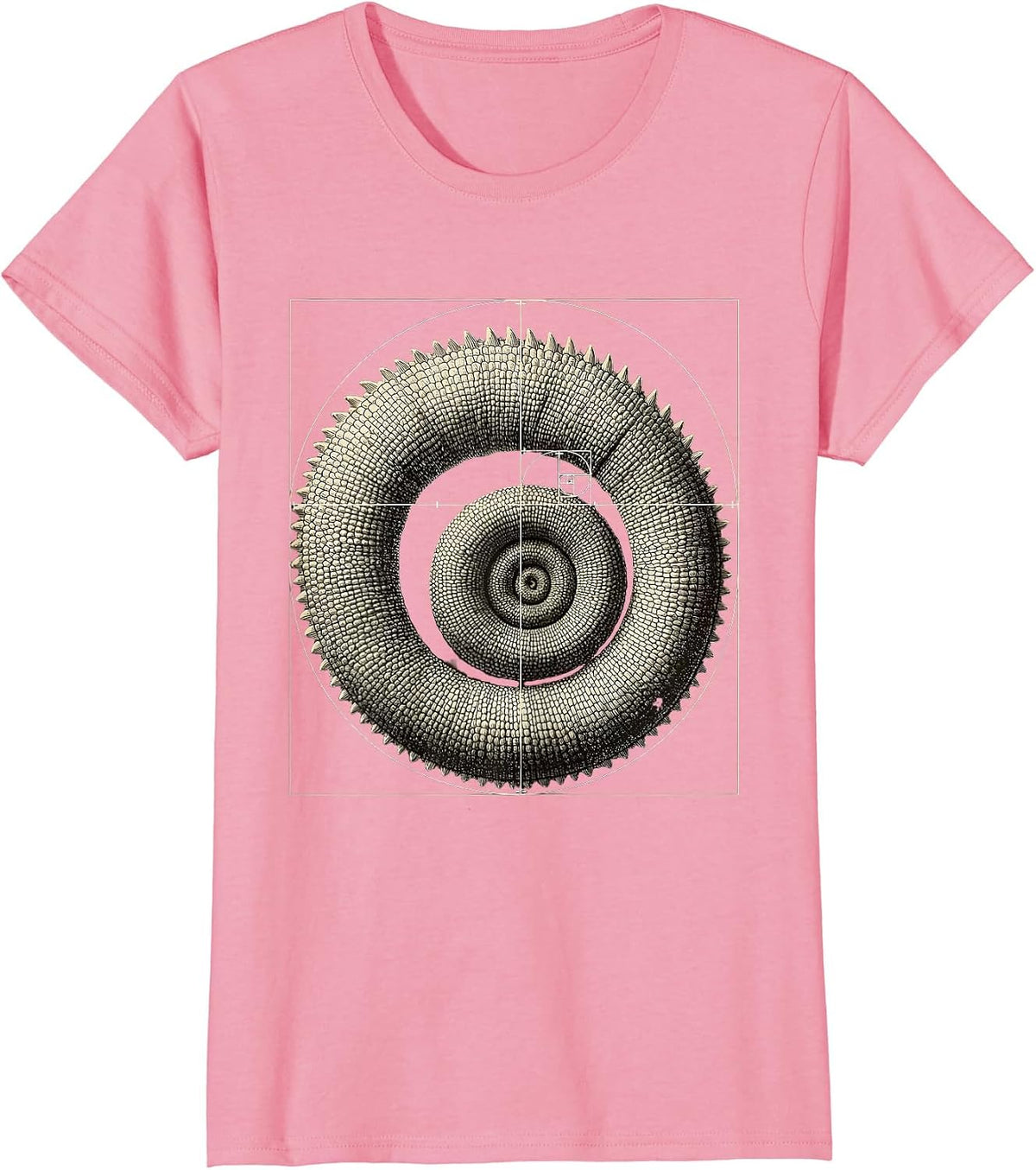 Women's Coiled Chameleon Tail Sacred Geometry Math Lover Design T-Shirt - Pink
