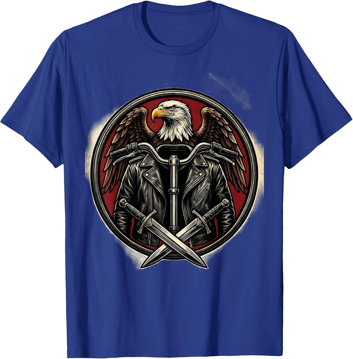 Vintage Motorcycle Jacket Graphic Tee T-Shirt - Royal Blue
