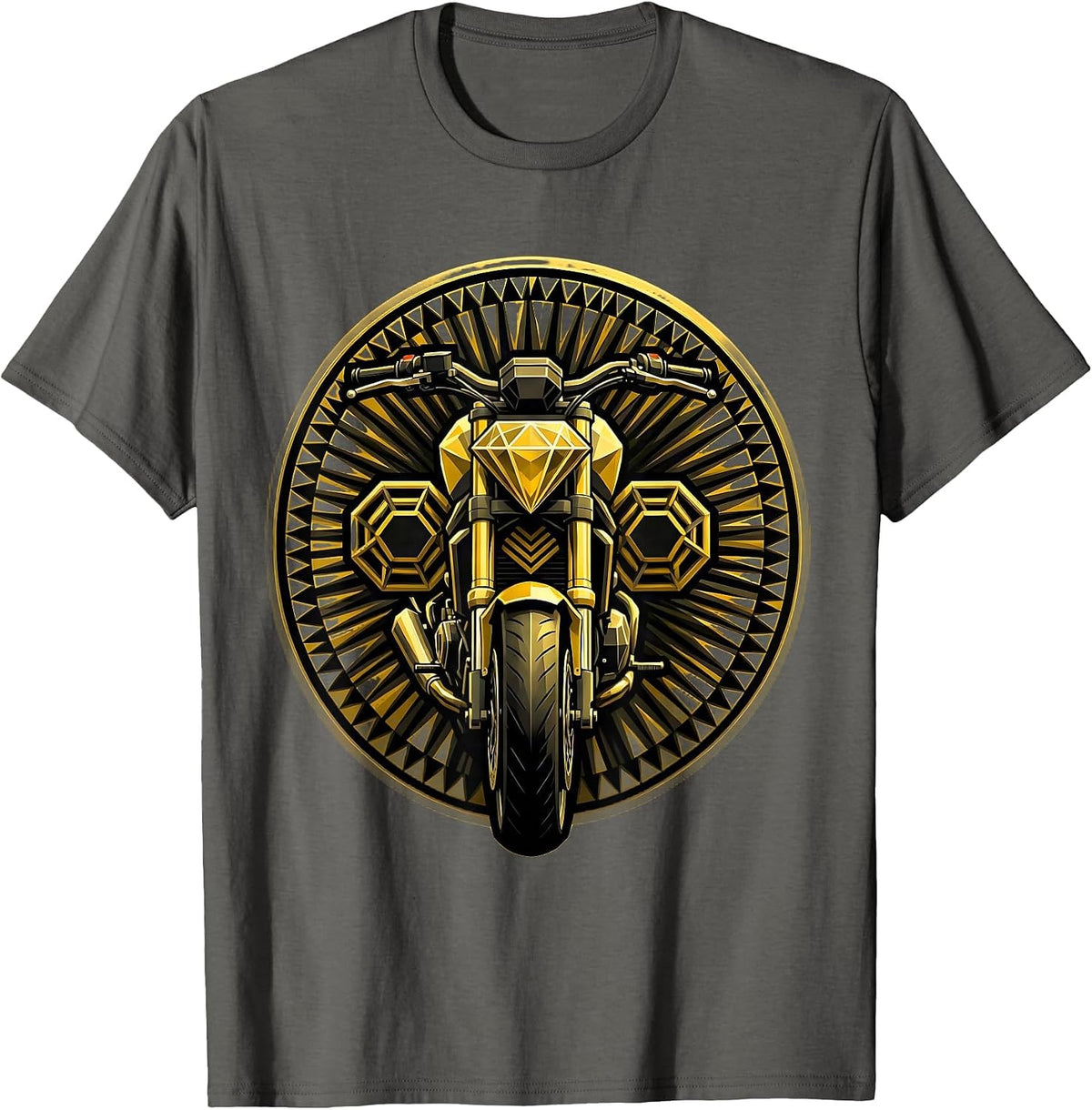 Men's Vintage Motorcycle Black and Yellow Classic Design T-Shirt - Asphalt Grey
