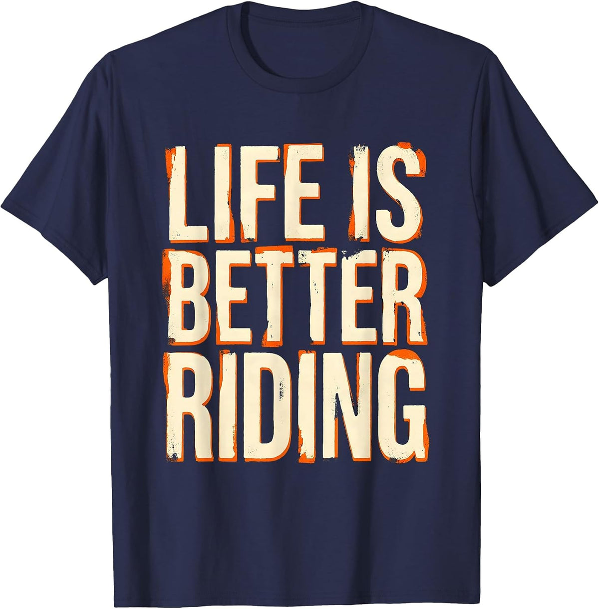 Men's Life Is Better Riding Motorcycle Design T-Shirt - Navy Blue