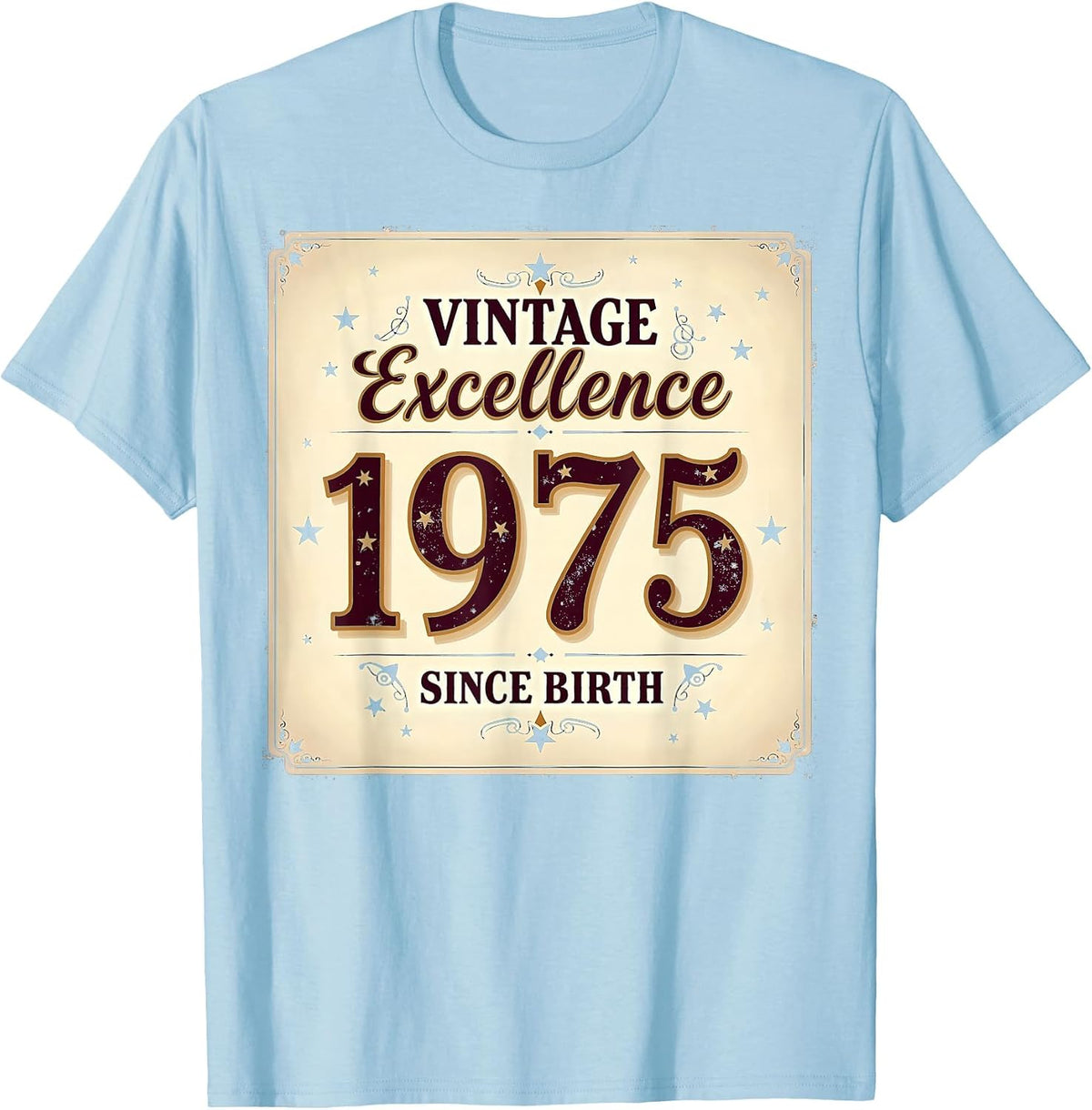 Vintage Excellence Since Birth 1975 Design T-Shirt - Baby Blue