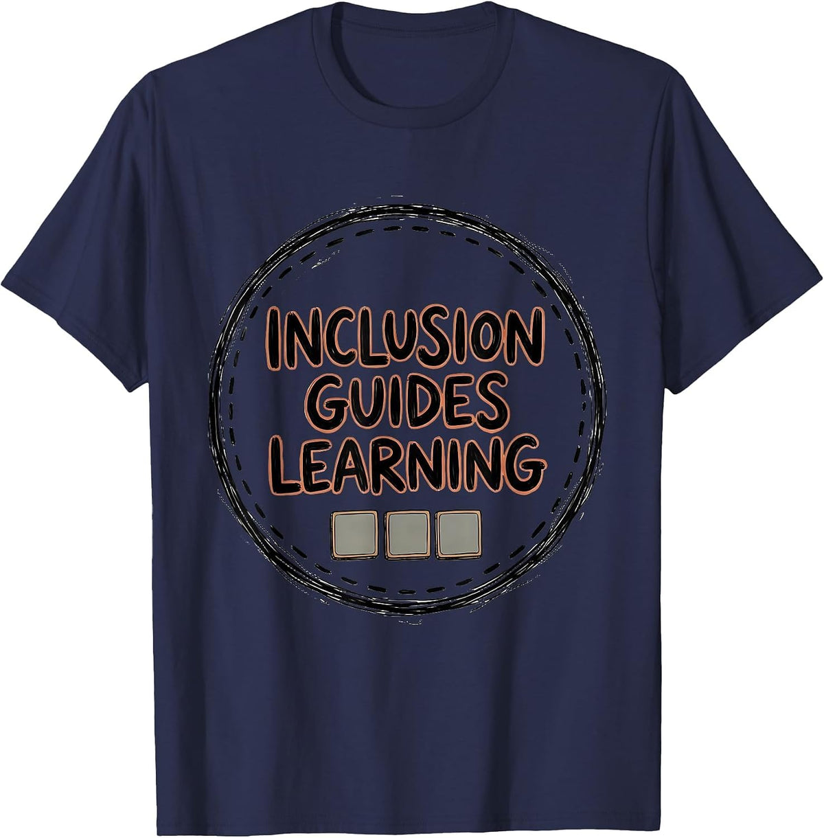 Men's Inclusion Guides Learning Hand-Sketched Special Education T-Shirt - Navy Blue