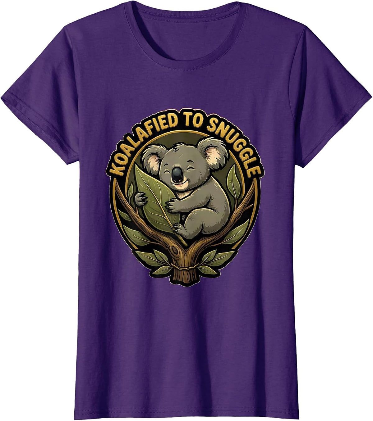 Women's Koalafied To Snuggle Cute Cartoon Koala Animal Lover Humor T-Shirt - Purple