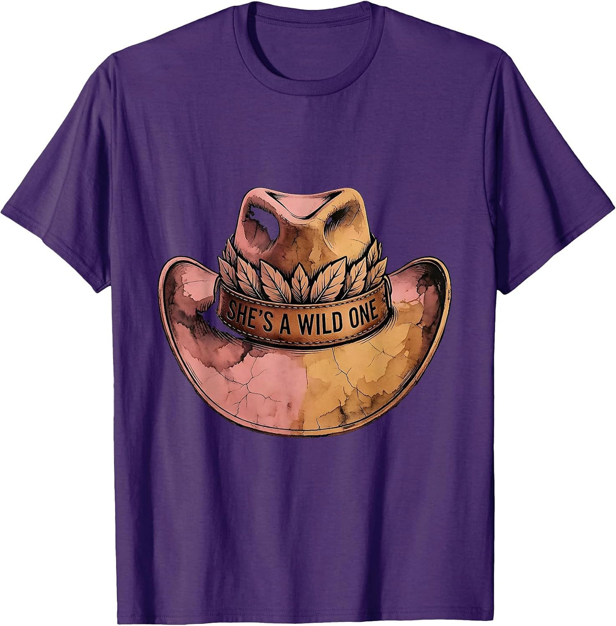 Men's She's A Wild One Cowgirl Graphic Design T-Shirt - Purple