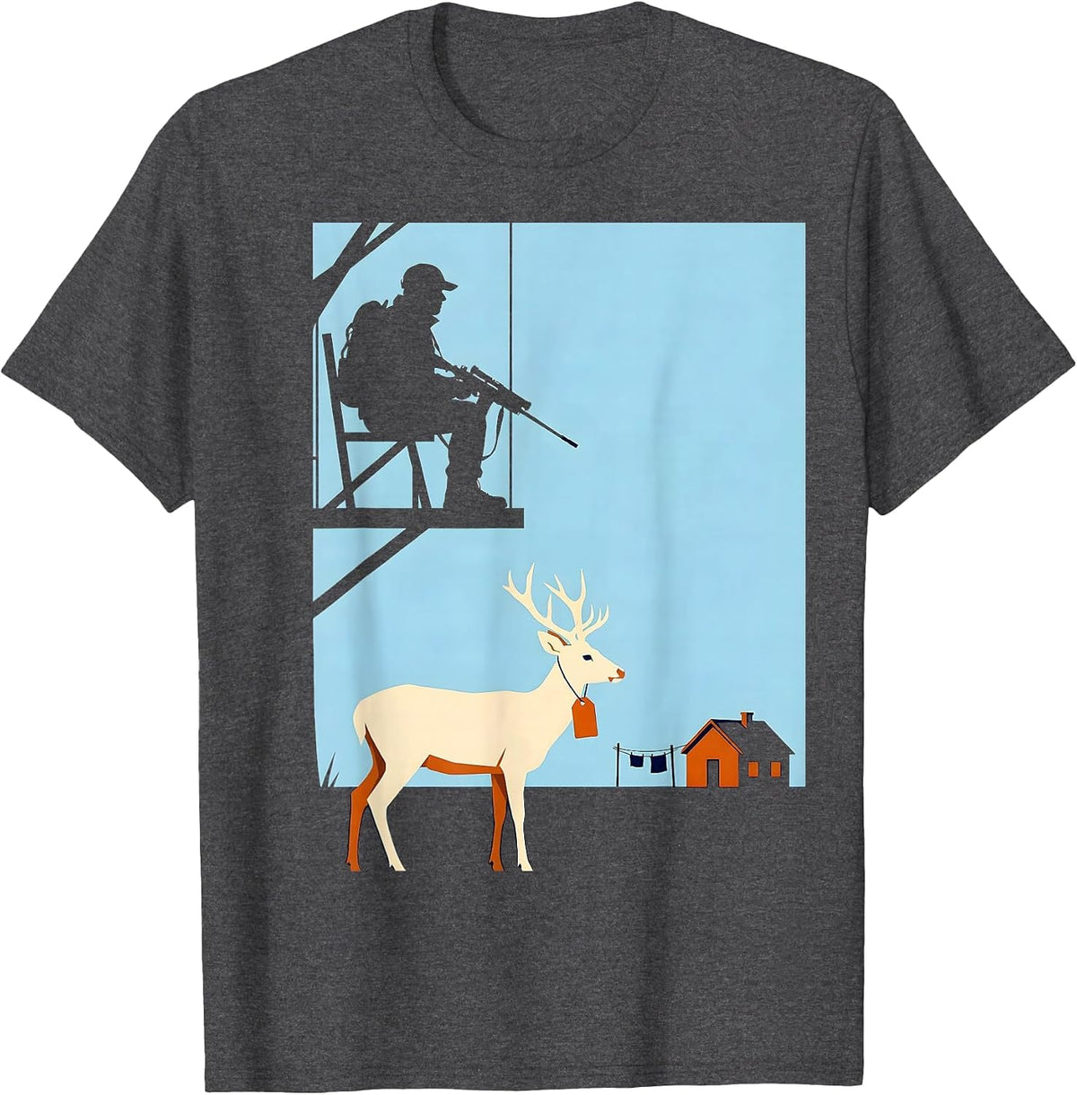 Deer Hunting Dad Humor Funny Hunter Gift T-Shirt - Dark Heather Grey