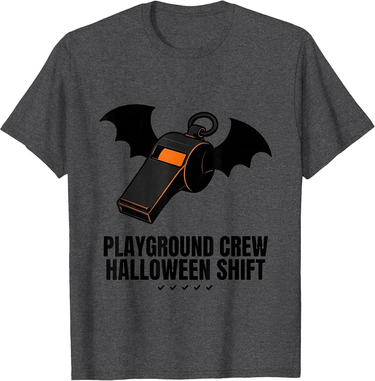 Men's Playground Crew Halloween Shift Editorial Conceptual Teacher T-Shirt - Dark Heather Grey