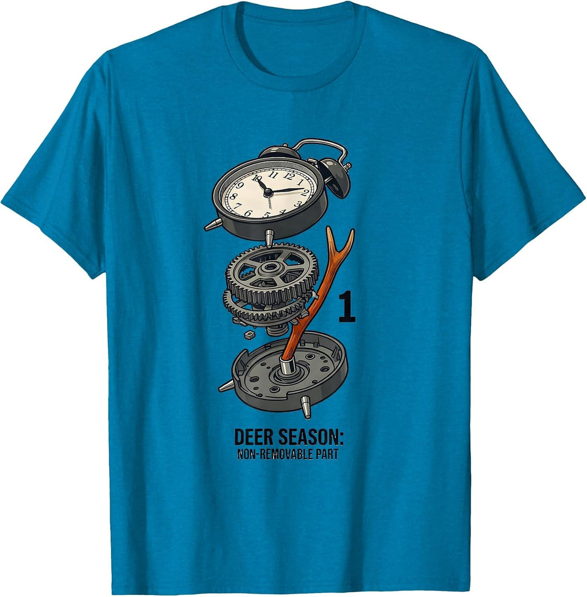 Deer Season Non-Removable Part Funny Deer Hunting Camo Dad T-Shirt - Sapphire Blue
