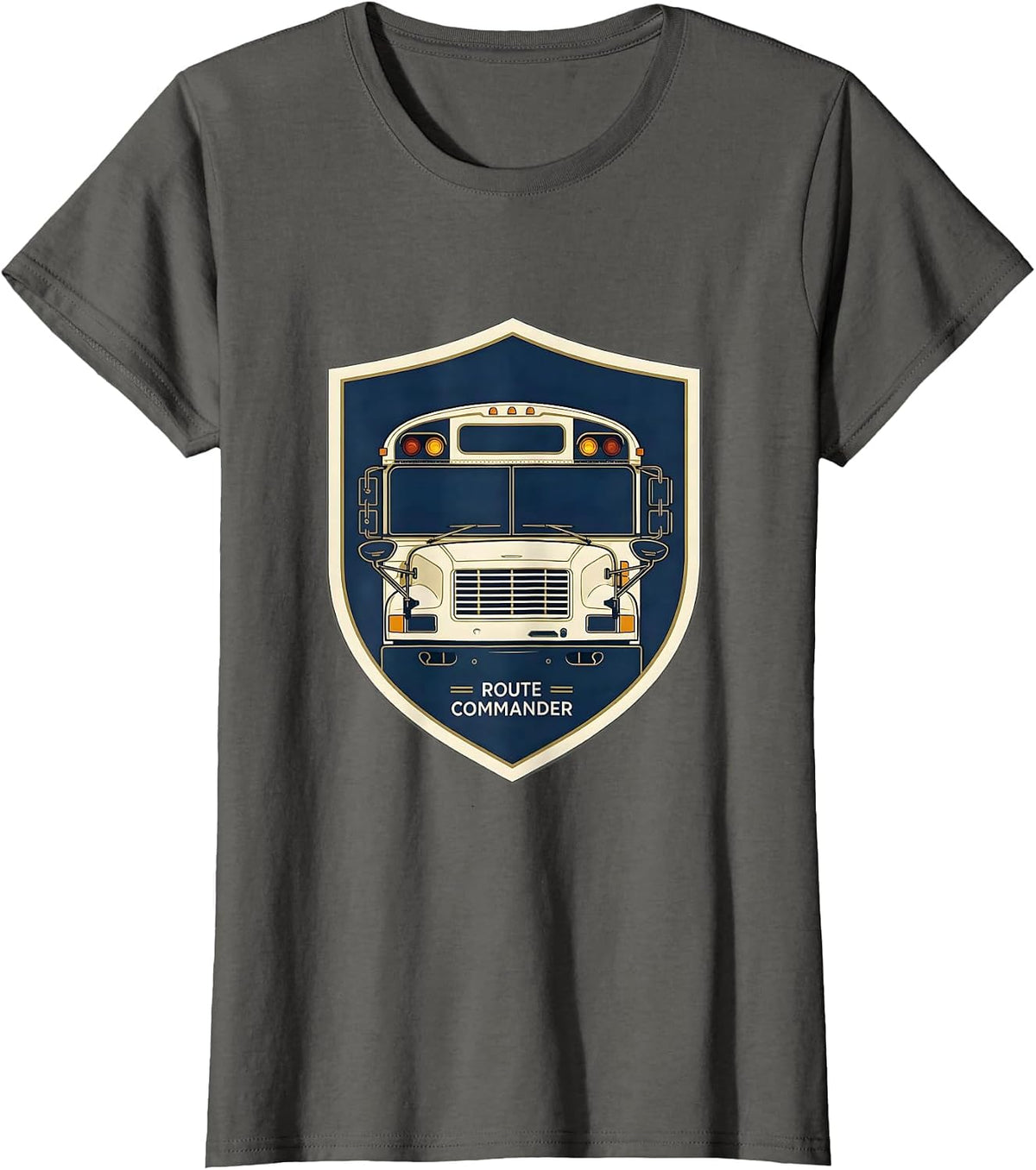 Women's Route Commander Funny School Bus Driver Appreciation Gift T-Shirt - Asphalt Grey