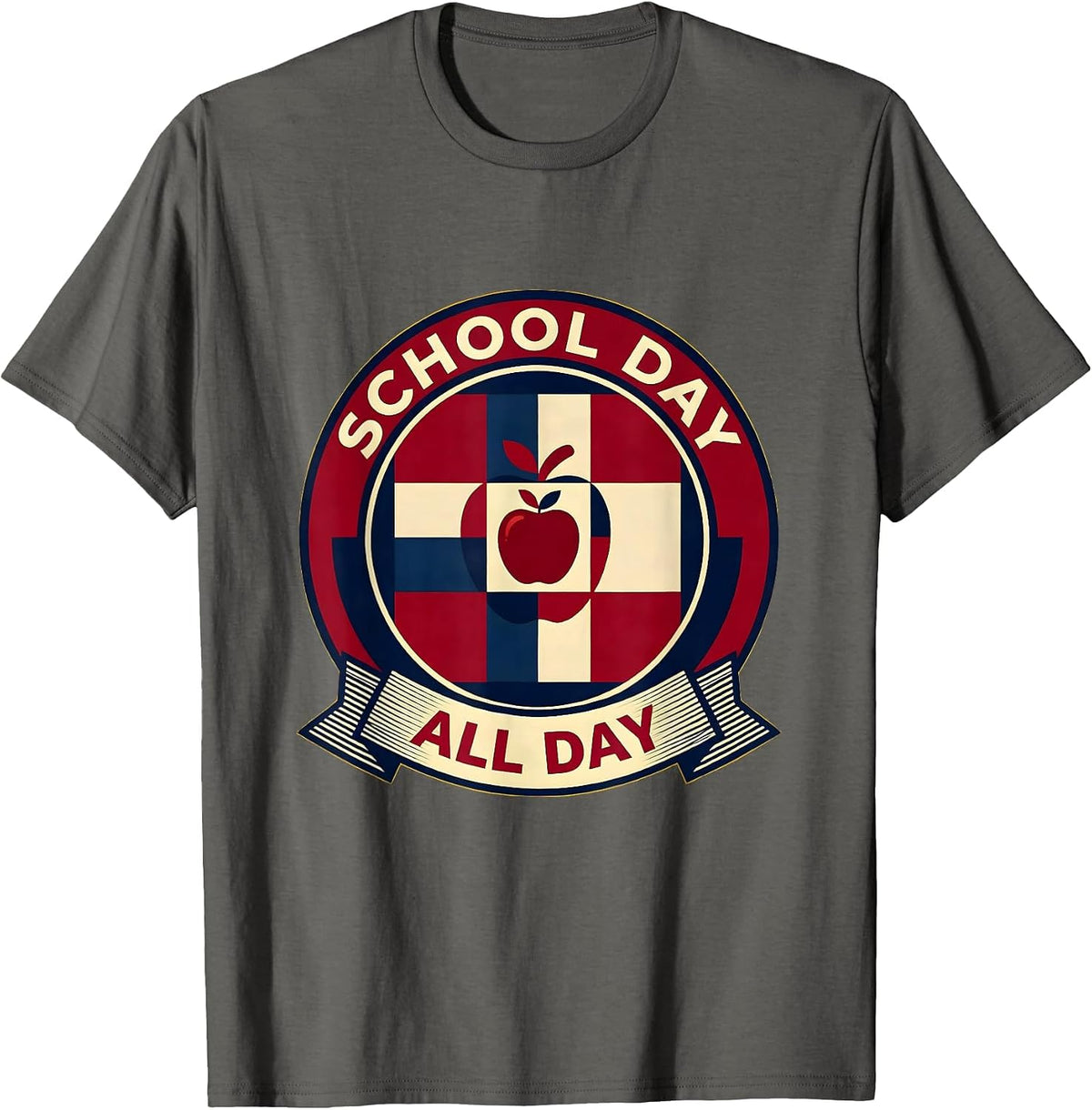 Men's School Day All Day Teacher Grade-Level Design T-Shirt - Asphalt Grey