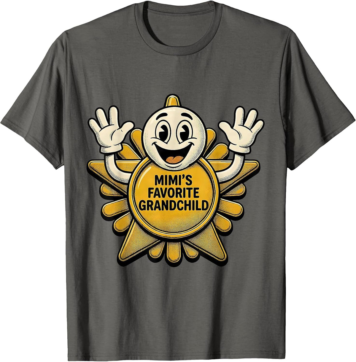 Mimi's Favorite Grandchild Retro Cartoon Funny Grandma T-Shirt - Asphalt Grey