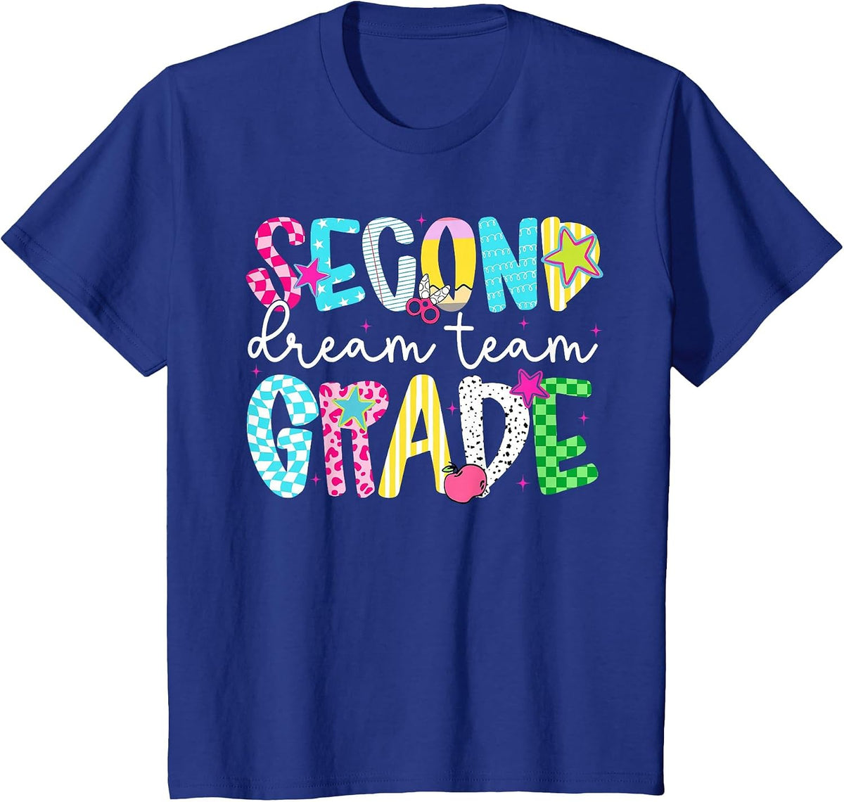 Back to School 2nd Second Grade Dream Team Teacher Boy Girl T-Shirt - Royal Blue