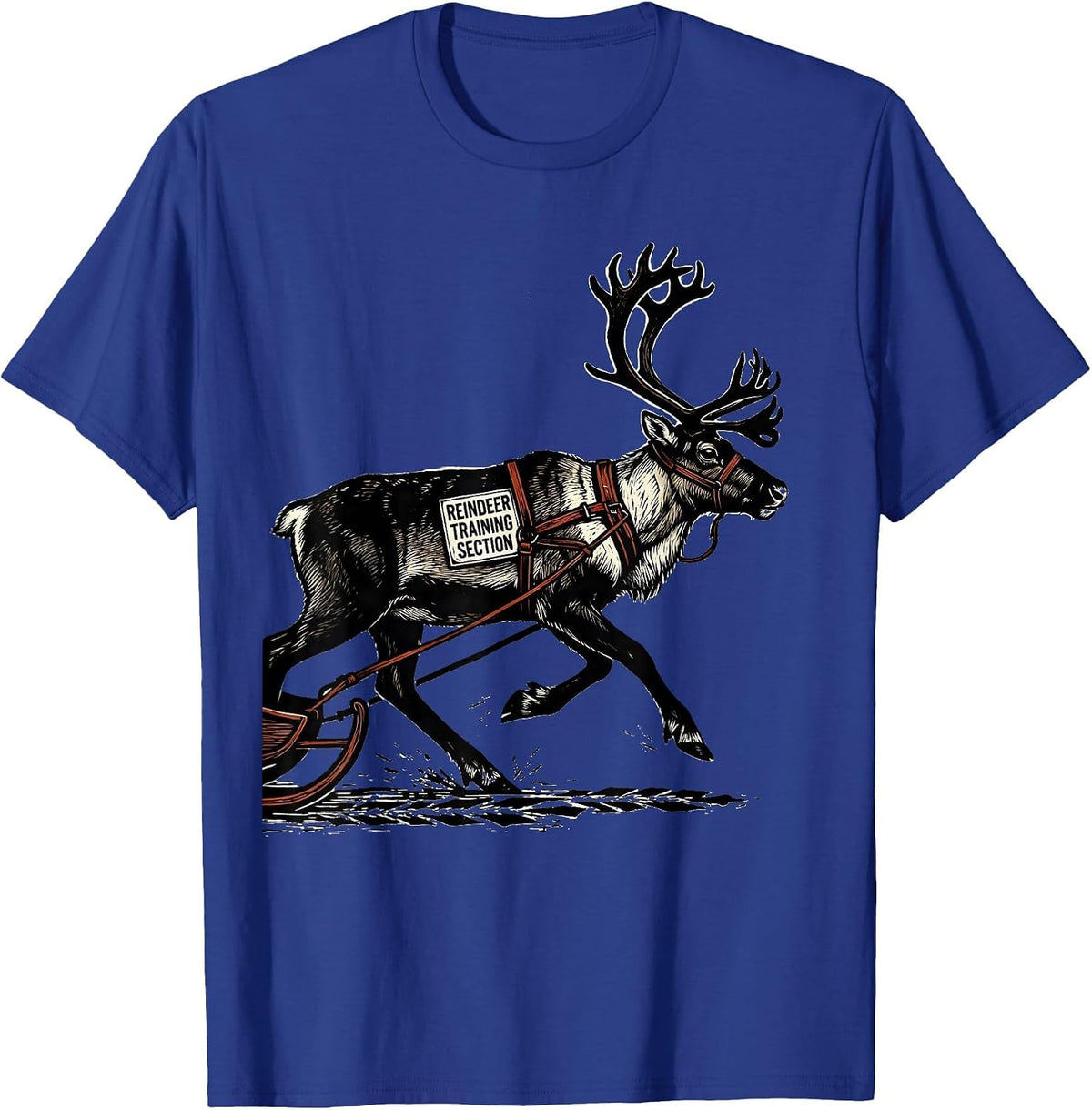 Men's Reindeer Training Section Funny Christmas Running Runner T-Shirt - Royal Blue
