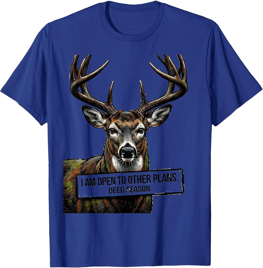 I Am Open To Other Plans Deer Season Funny Deer Hunting Camo T-Shirt - Royal Blue