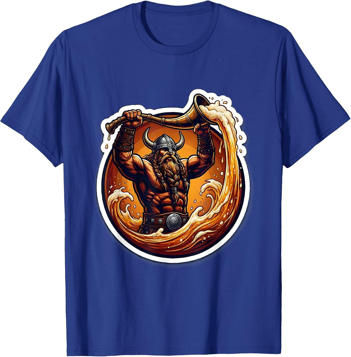 Men's Funny Viking Drinking Horn Raise Celebration T-Shirt - Royal Blue