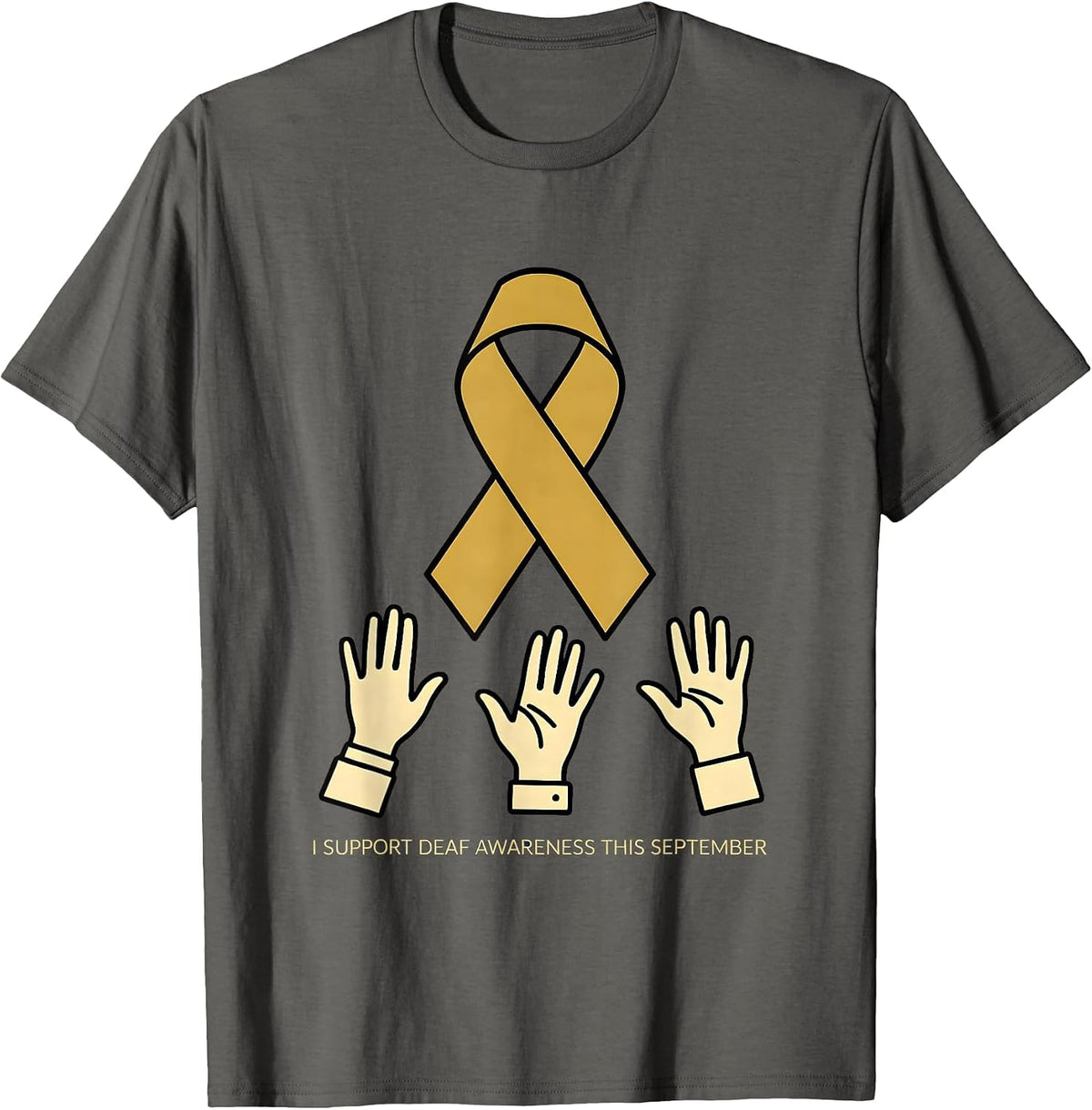 Men's I Support Deaf Awareness This September ASL Teacher T-Shirt - Asphalt Grey