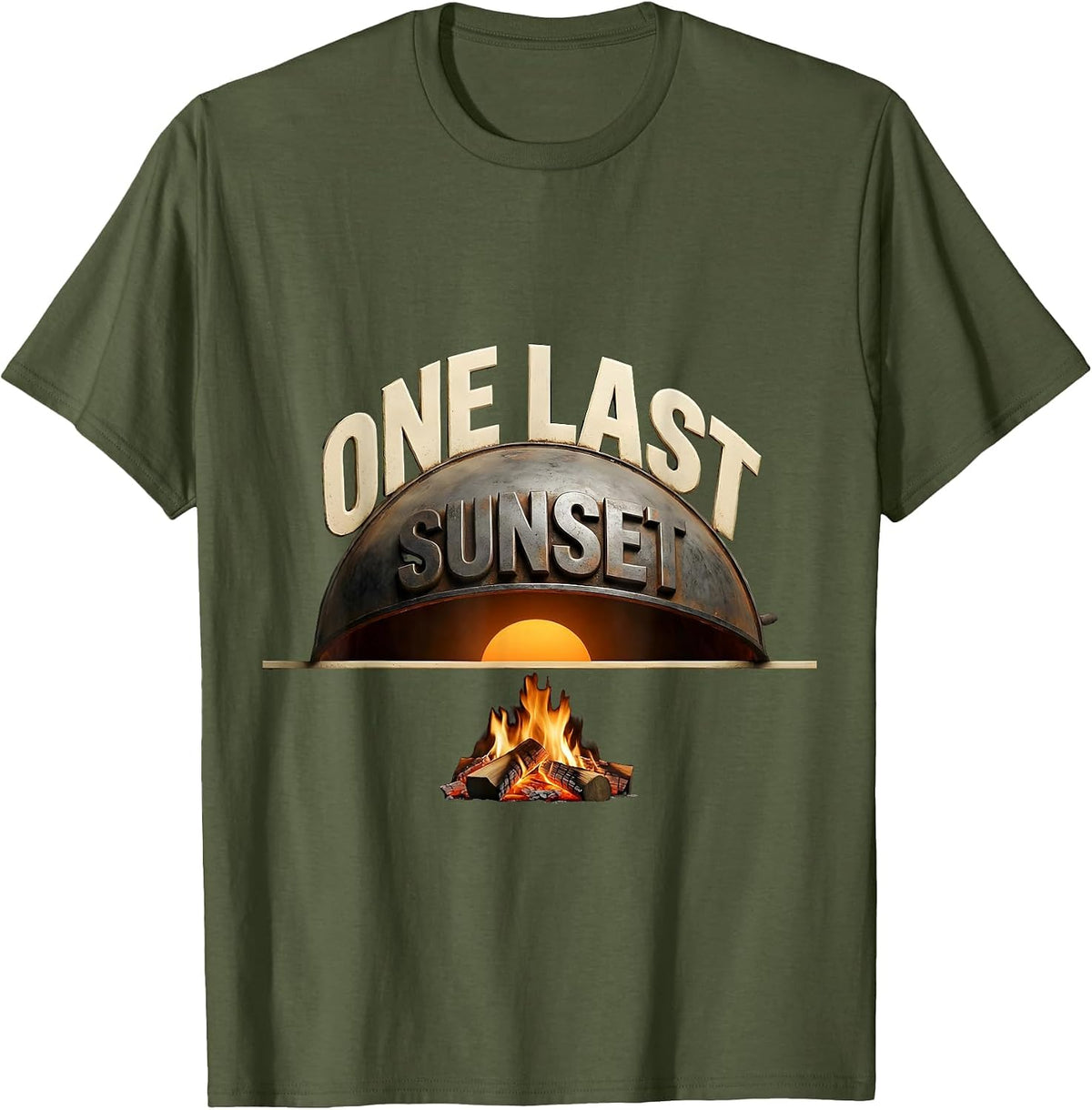One Last Sunset Funny BBQ Pitmaster Grill Dad Humor T-Shirt - Olive Green
