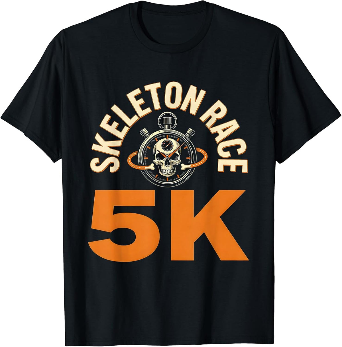 Men's Skeleton Race 5K Funny Halloween Running Costume T-Shirt - Black