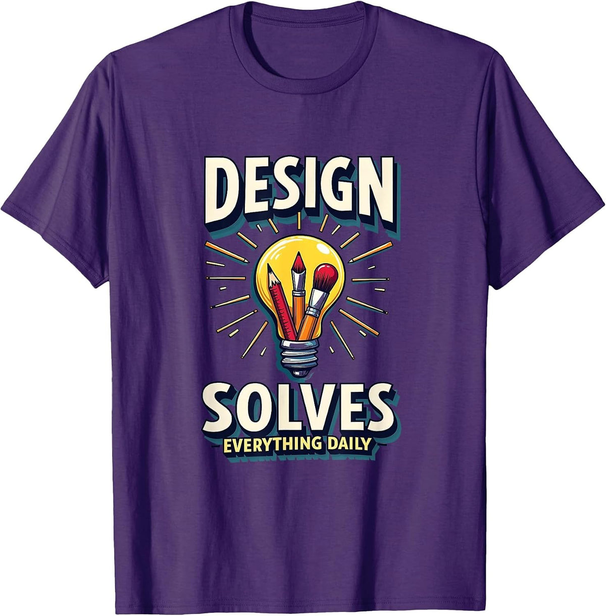 Design Solves Everything Daily Creative Graphic T-Shirt - Purple