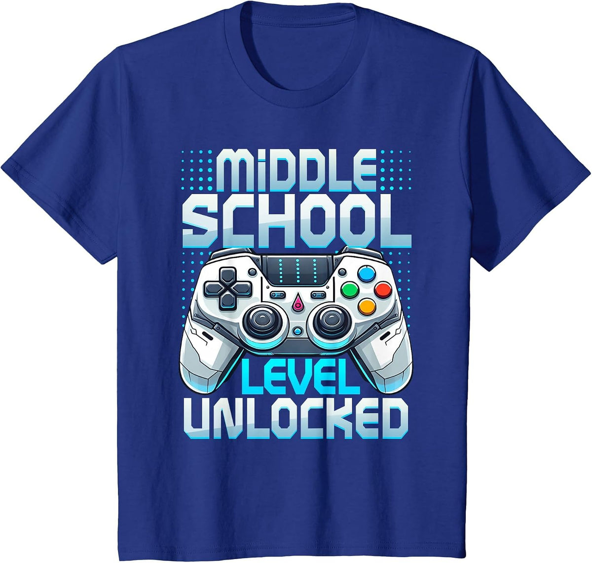 First Day of Middle School Level Unlocked Back to School T-Shirt - Royal Blue
