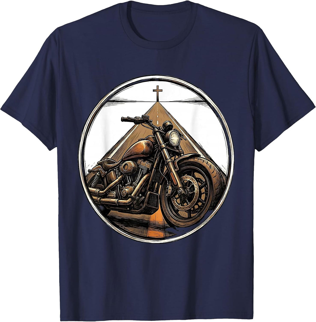 Motorcycle Faith Biker Christian Rider Identity T-Shirt - Navy Blue