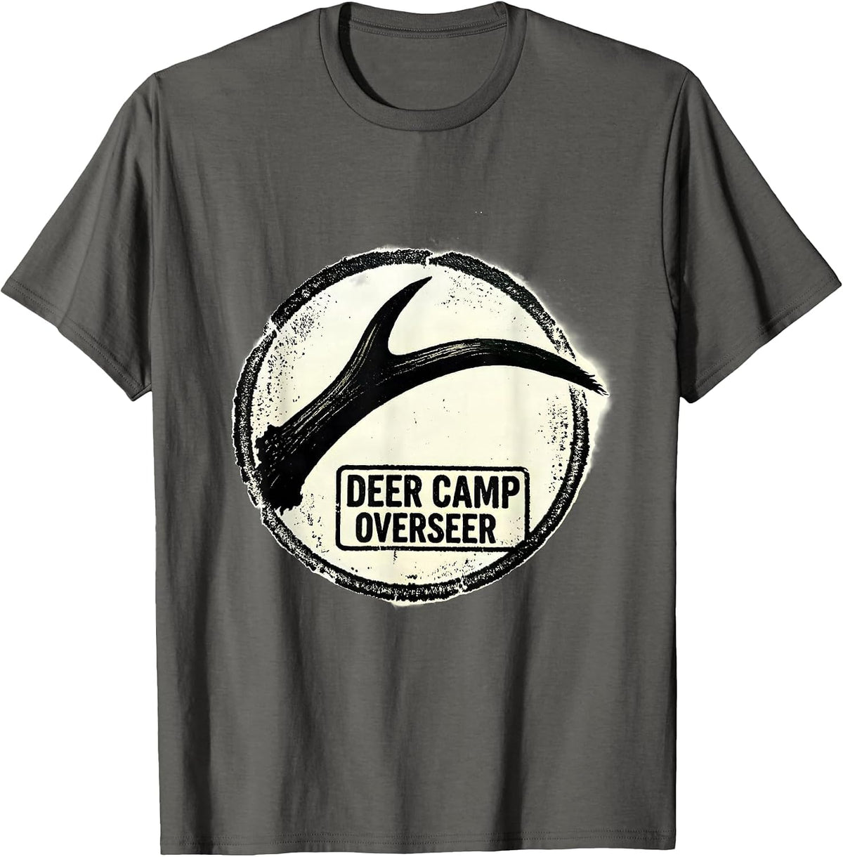 Deer Camp Overseer Patriotic Camo Deer Hunter Dad Gift T-Shirt - Asphalt Grey